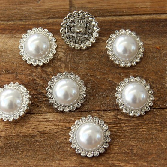 Perleknapper m. sten - 21 mm - 4 stk - Go Handmade
3
