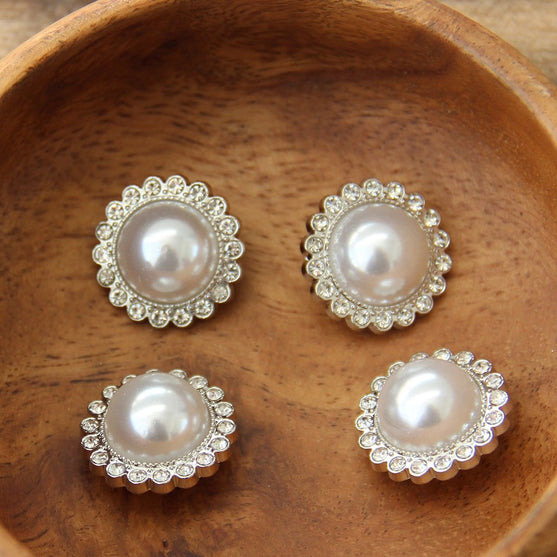 Perleknapper m. sten - 21 mm - 4 stk - Go Handmade
4