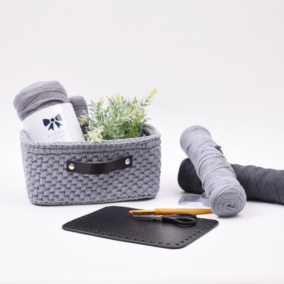 Opbevaringskurv med læderbund Rektangulær - stor
2