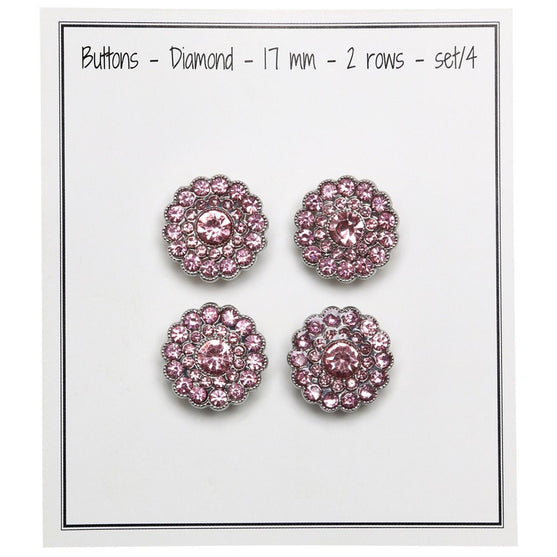 Bling Knapper - Små Sten - Pink - 4 stk. - Go Handmade
3