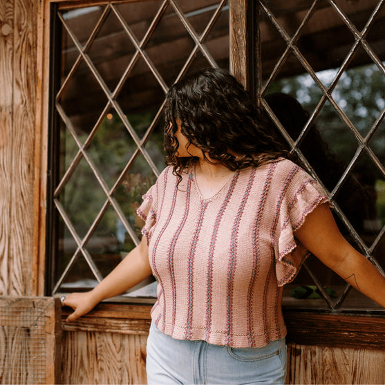 Dalle de Verre - Top med Flæseærmer
7