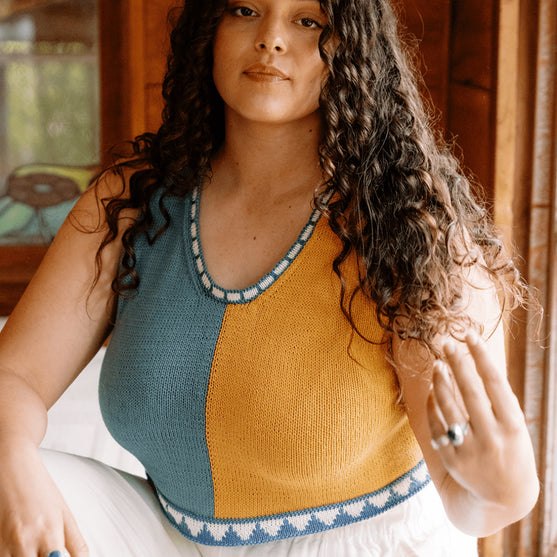 Bevelled Tank - Ærmeløs Intarsia Top
5