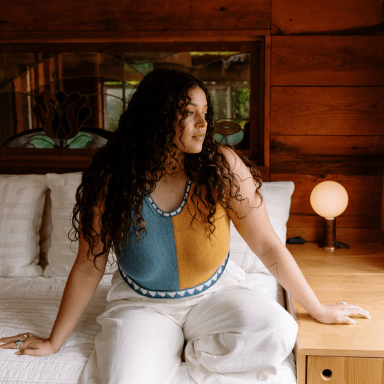 Bevelled Tank - Ærmeløs Intarsia Top
7