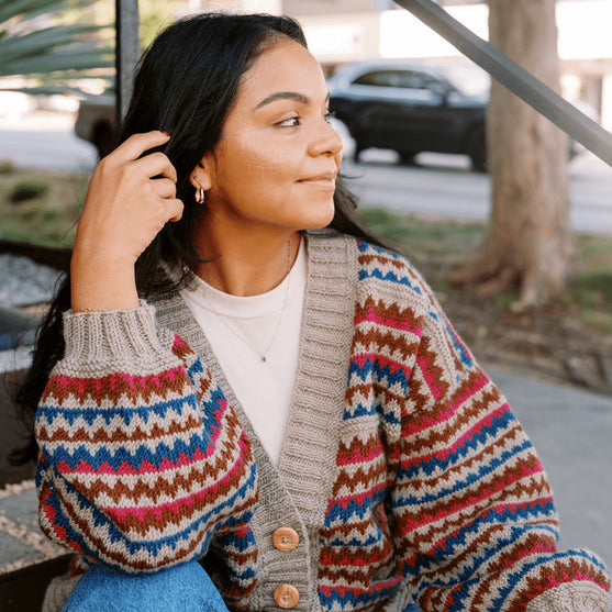 Ottolie - Chevron Cardigan med lommer
4