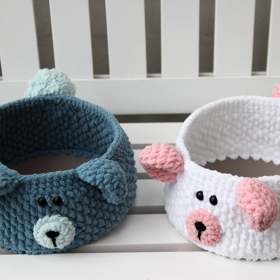 Teddy Basket med PU Læderbunde
6