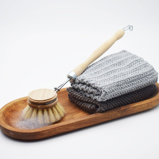 Strikket karklud i ribmønster
2