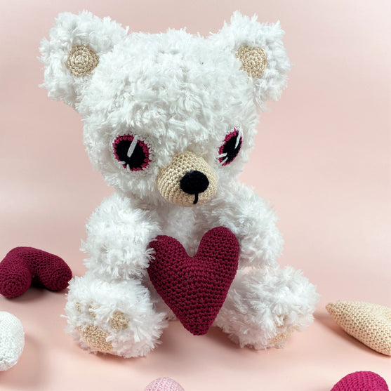 Kærlighedsbjørn, kærlighedsfugle og hjerter
5