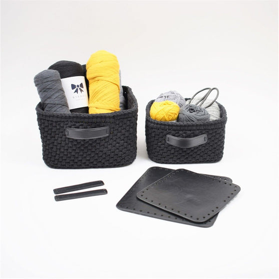 Opbevaringskurv med læderbund kvadratisk - Stor
5