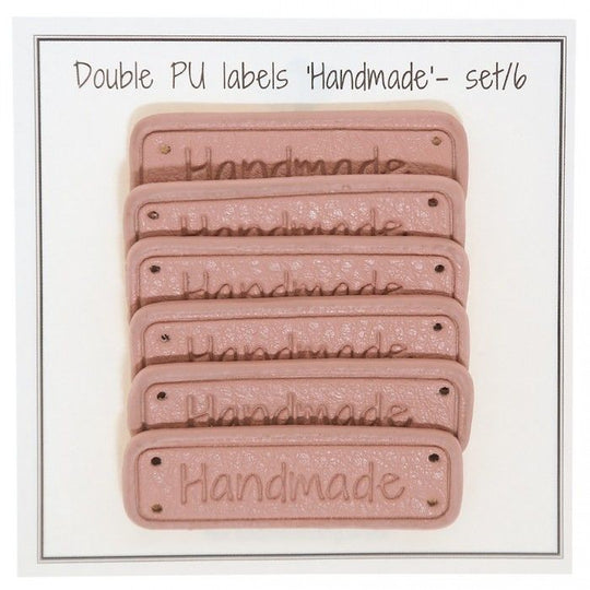 PU Læder Label "Handmade" 5 x 1,5 cm - Go Handmade