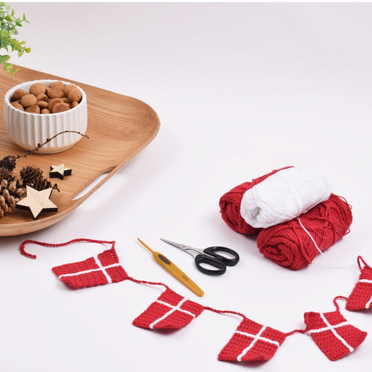 Hæklet Dannebrog flagranke