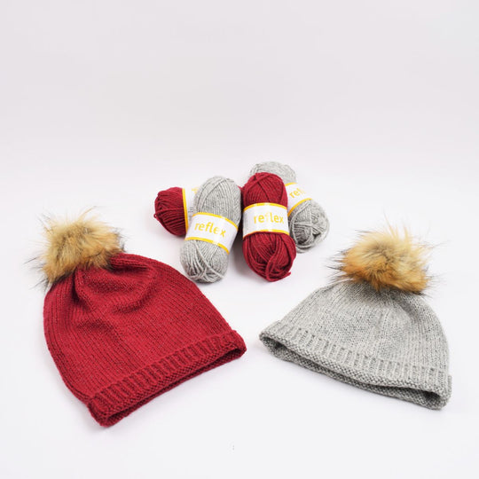 Strikket hue med reflex - kort og lang model