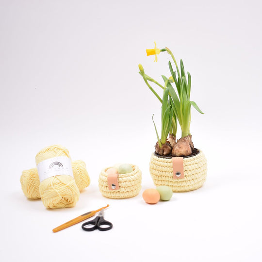 Cotton påskekurv med læderdetajle