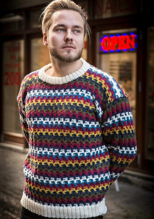 H1720 - Multifarvet herresweater