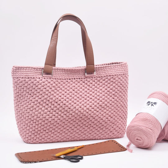 Shopper med læderbund - Small