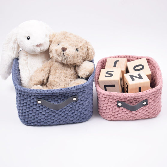 

Opbevaringskurv med læderbund  kvadratisk - Stor
3