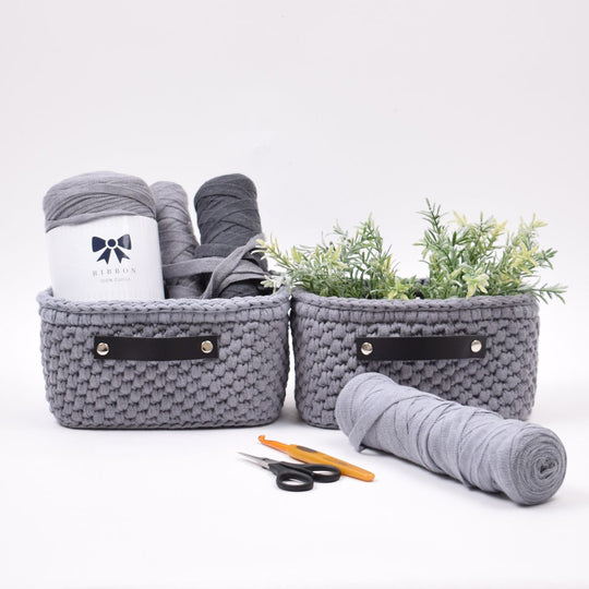 Opbevaringskurv med læderbund Rektangulær - Lille