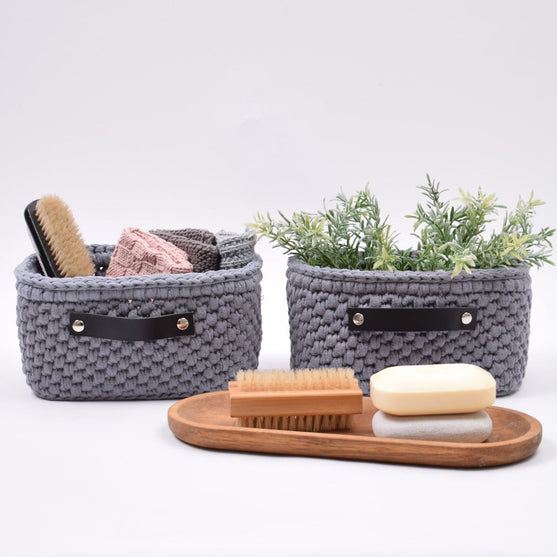 

Opbevaringskurv med læderbund Rektangulær - Lille
3