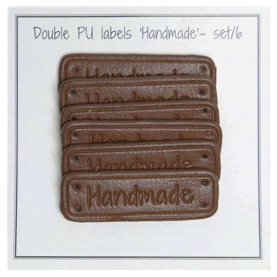 PU Læder Label &quot;Handmade&quot; 5 x 1,5 cm - Go Handmade