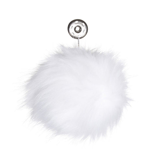 Pompon m/knap, Hvid - Go Handmade
