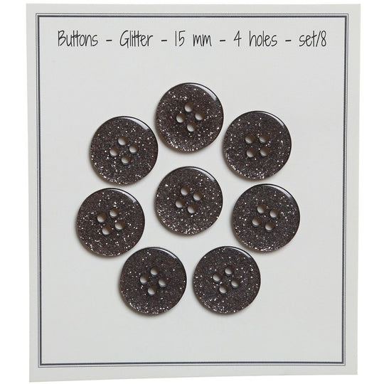 Glitter Knapper - Sorte - Flere Størrelser - Go Handmade