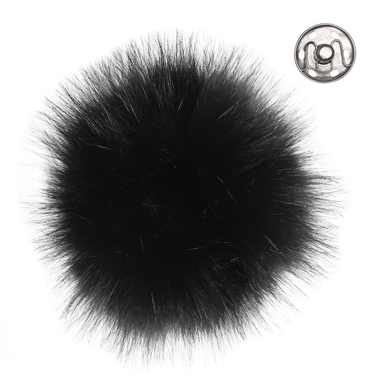 Pompon m/knap, Sort - Go Handmade