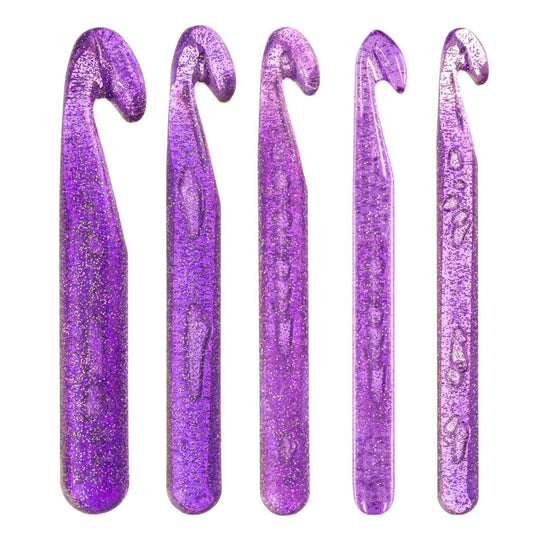 Glitter Hæklenålesæt - 5 størrelser - Hobbii