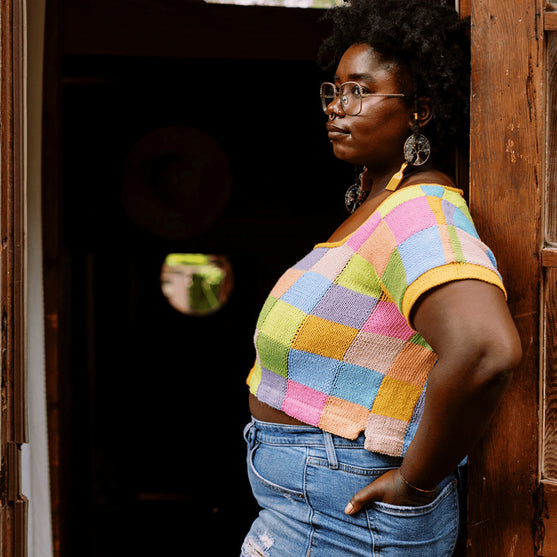 

Suncatcher - Intarsia T-shirt med Firkantet Hals
8