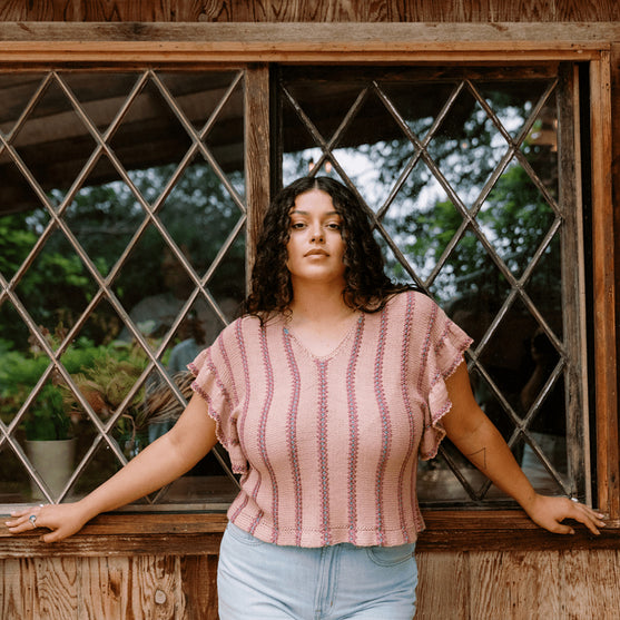 

Dalle de Verre - Top med Flæseærmer
1