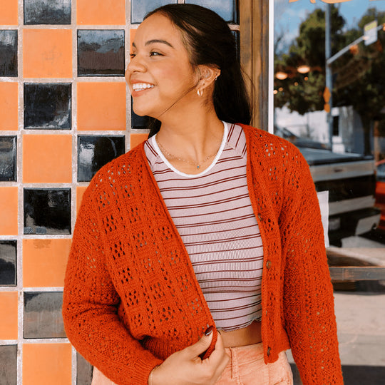 Timanfaya - Cardigan med hulmønster