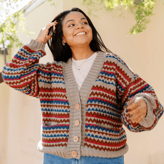 

Ottolie - Chevron Cardigan med lommer
1