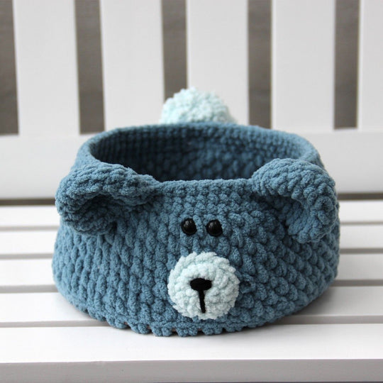 Teddy Basket med PU Læderbunde