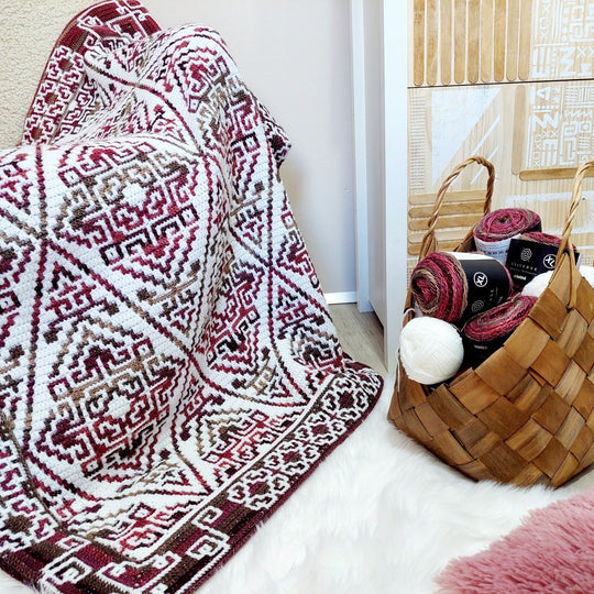 Aztecana - Mosaikhæklet tæppe