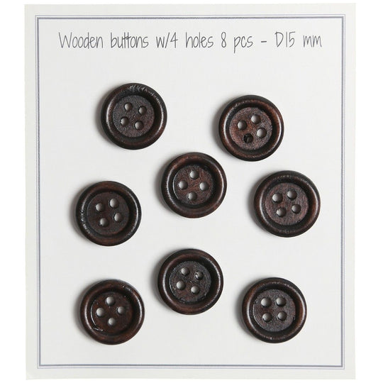 Træknapper - Round Groove - Mørke - 8 stk. - Go Handmade
