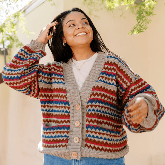 Ottolie - Chevron Cardigan med lommer