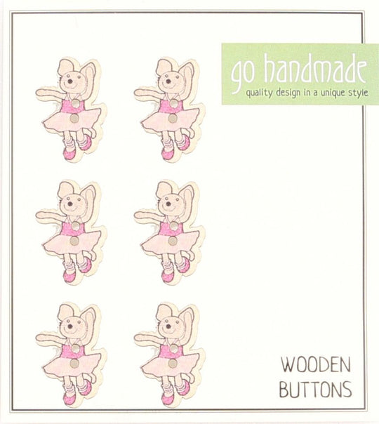 Træknapper - Musen Emily - 6 stk. - Go Handmade