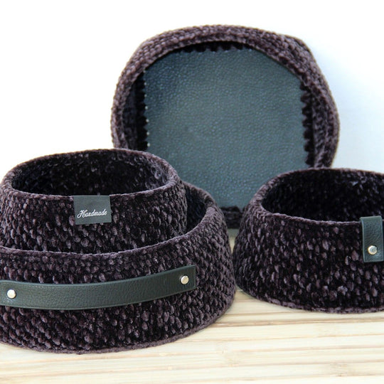 Moss Stitch Kurve med PU læderbunde - universel
