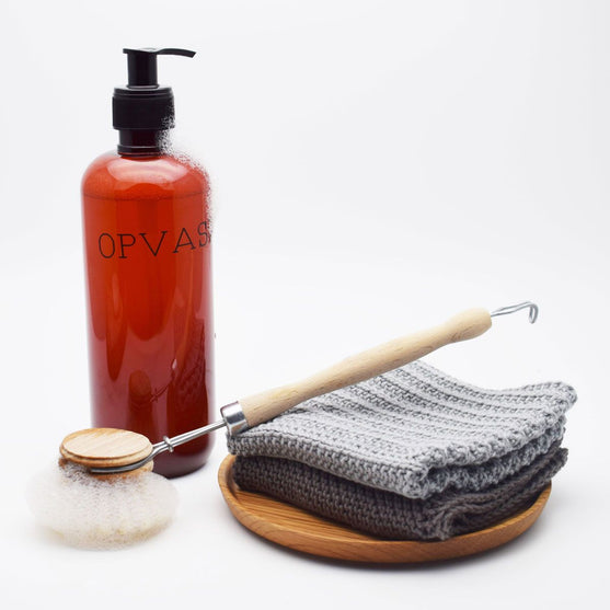 

Strikket karklud i ribmønster
1