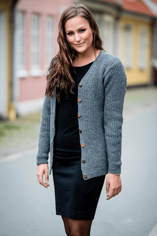 Kort cardigan med V-hals (1489)