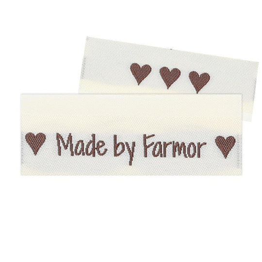 10 Labels - Made by Farmor - 5 cm - Sandfarvet - Go Handmade