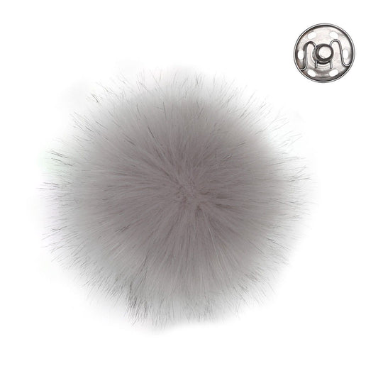 Pompon m/knap, Grå, small - Go Handmade