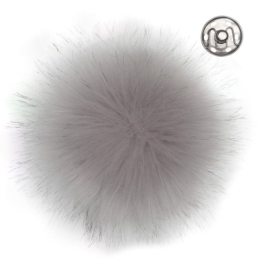 Pompon m/knap, Grå, large - Go Handmade