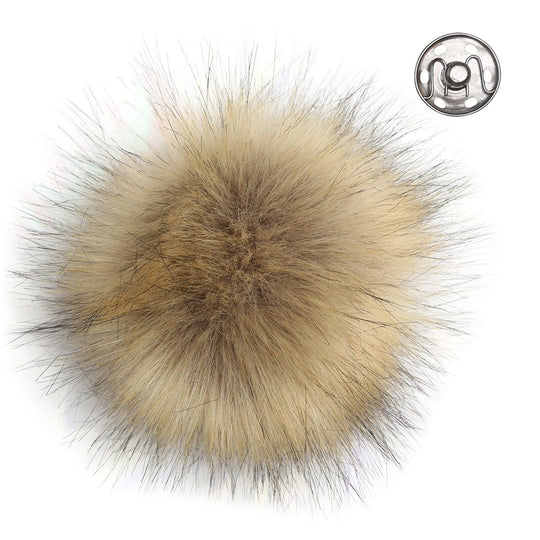 Pompon m/knap, Naturlig - Go Handmade