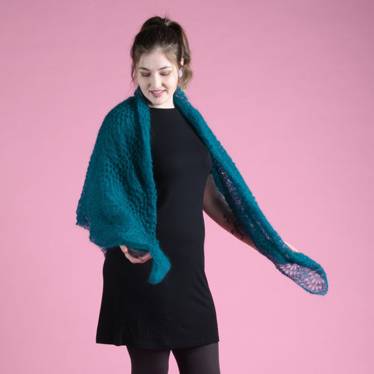 Påfugl-sjal i Kid Silk